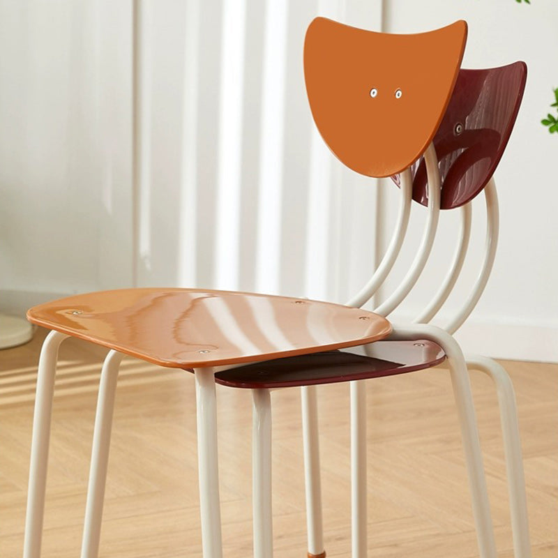 Cream Curved Iron Dining Chair