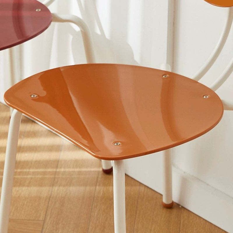 Cream Curved Iron Dining Chair — Burgundy