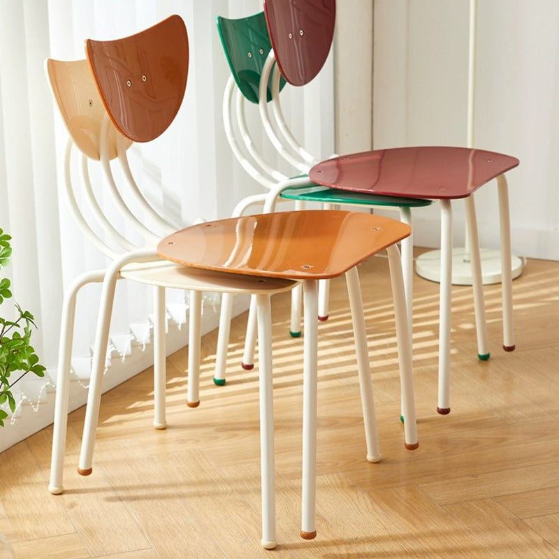 Cream Curved Iron Dining Chair