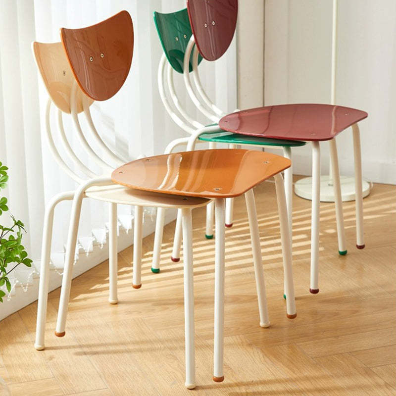 Cream Curved Iron Dining Chair