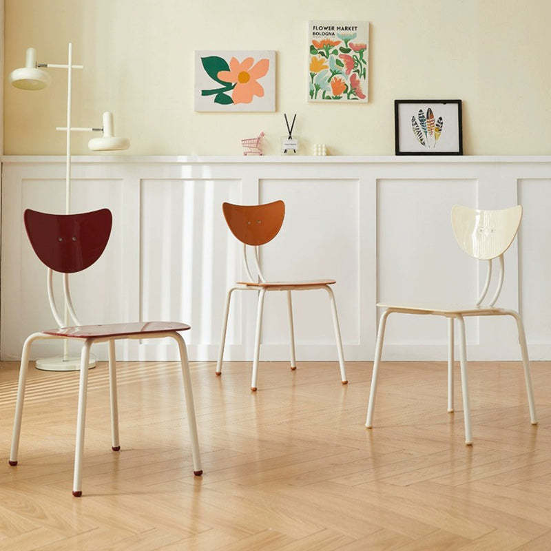 Cream Curved Iron Dining Chair