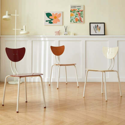 Cream Curved Iron Dining Chair