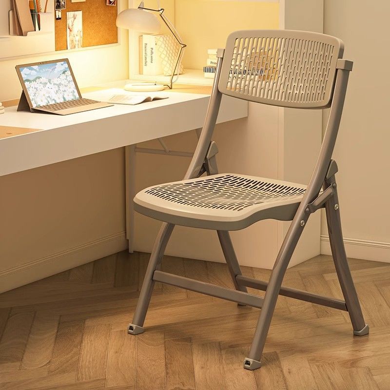 Minimalist Foldable Steel Desk Chair — Black