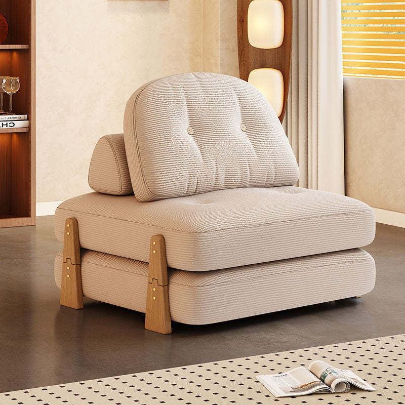 Scandinavian Foldable Wood Corduroy Sofa