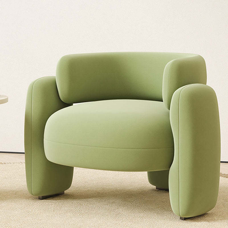 Scandinavian Cream Curve Velvet Accent Chair — Orange
