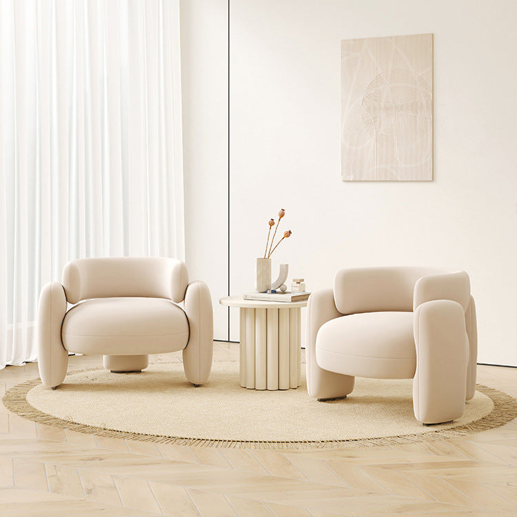 Scandinavian Cream Curve Velvet Accent Chair