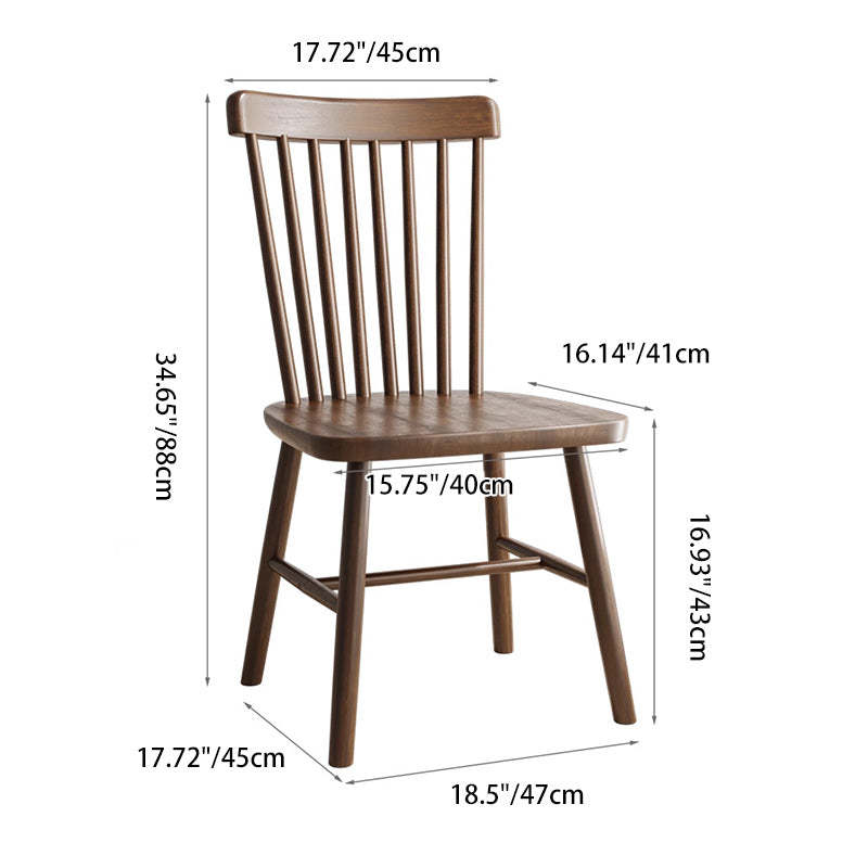 Vintage Rubberwood Dining Chair — Cherry Wood Color