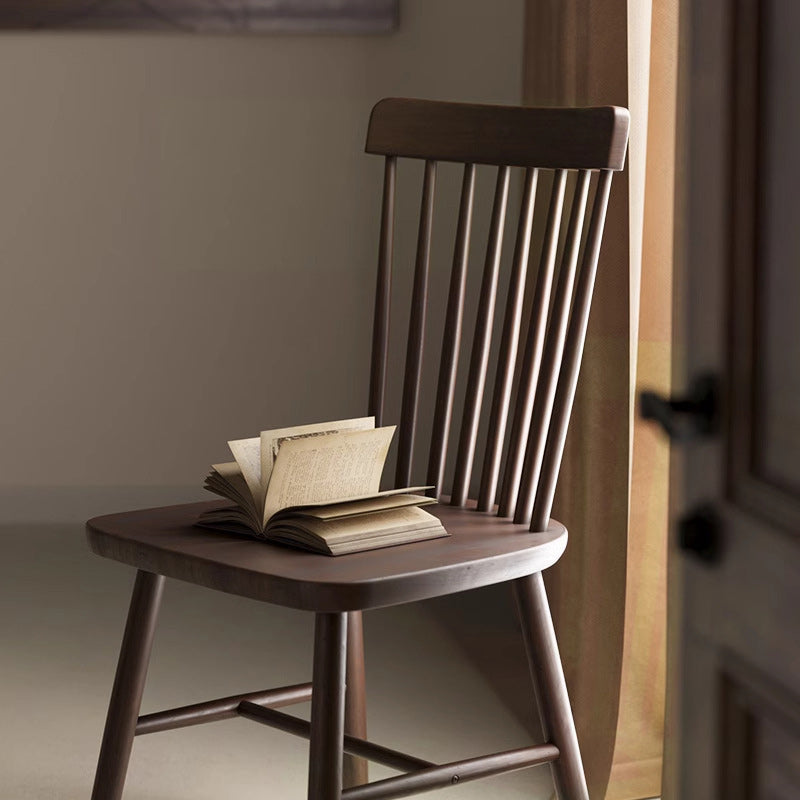 Vintage Rubberwood Dining Chair — Walnut Color