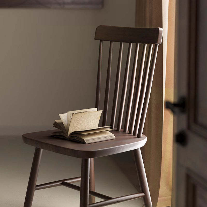 Vintage Rubberwood Dining Chair — Walnut Color