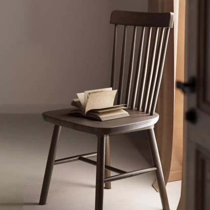 Vintage Rubberwood Dining Chair — Black