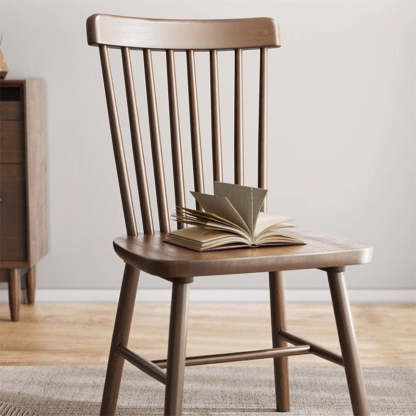 Vintage Rubberwood Dining Chair — Original Wood Color