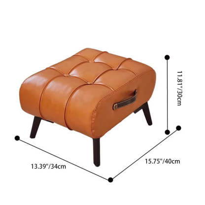 Minimalist Portable Metal Leather Low Stool — Beige