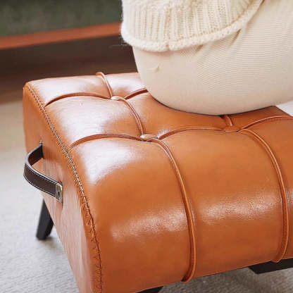 Minimalist Portable Metal Leather Low Stool