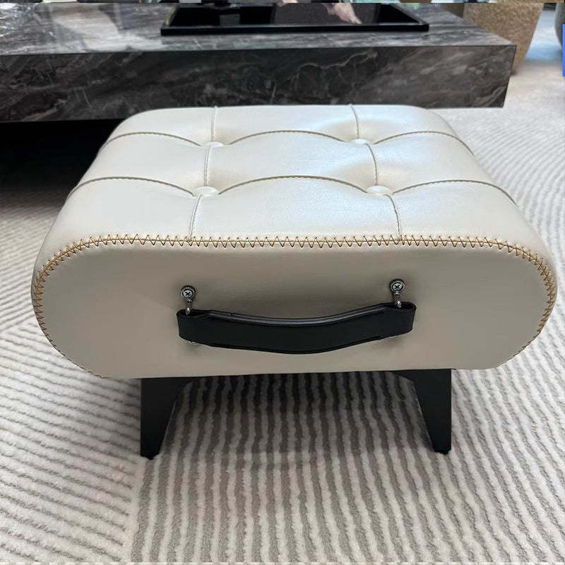 Minimalist Portable Metal Leather Low Stool