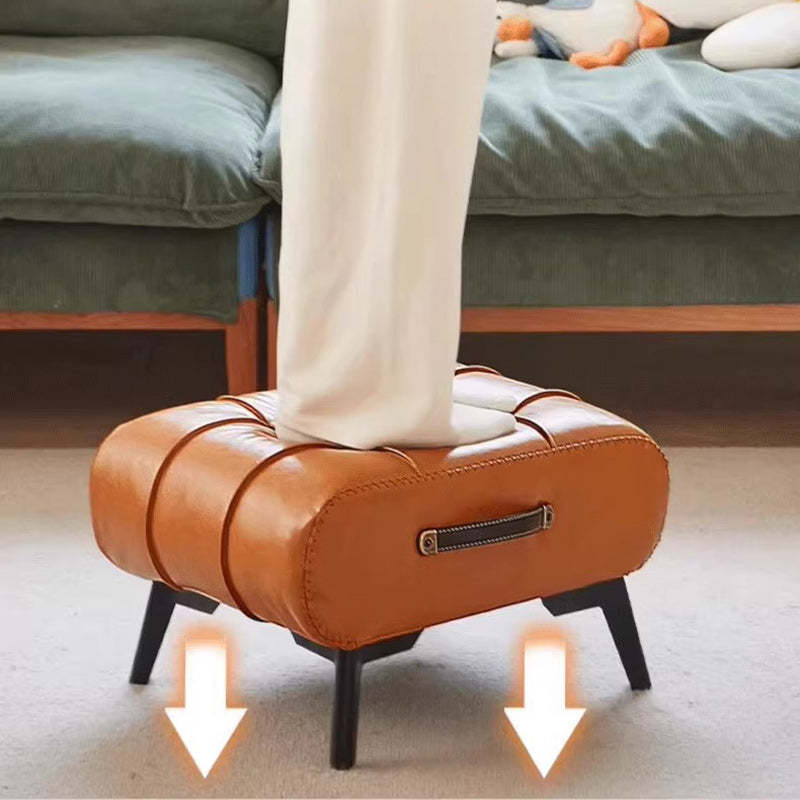 Minimalist Portable Metal Leather Low Stool