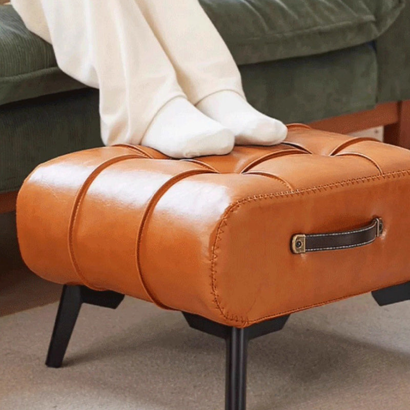 Minimalist Portable Metal Leather Low Stool