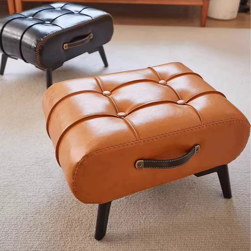 Minimalist Portable Metal Leather Low Stool