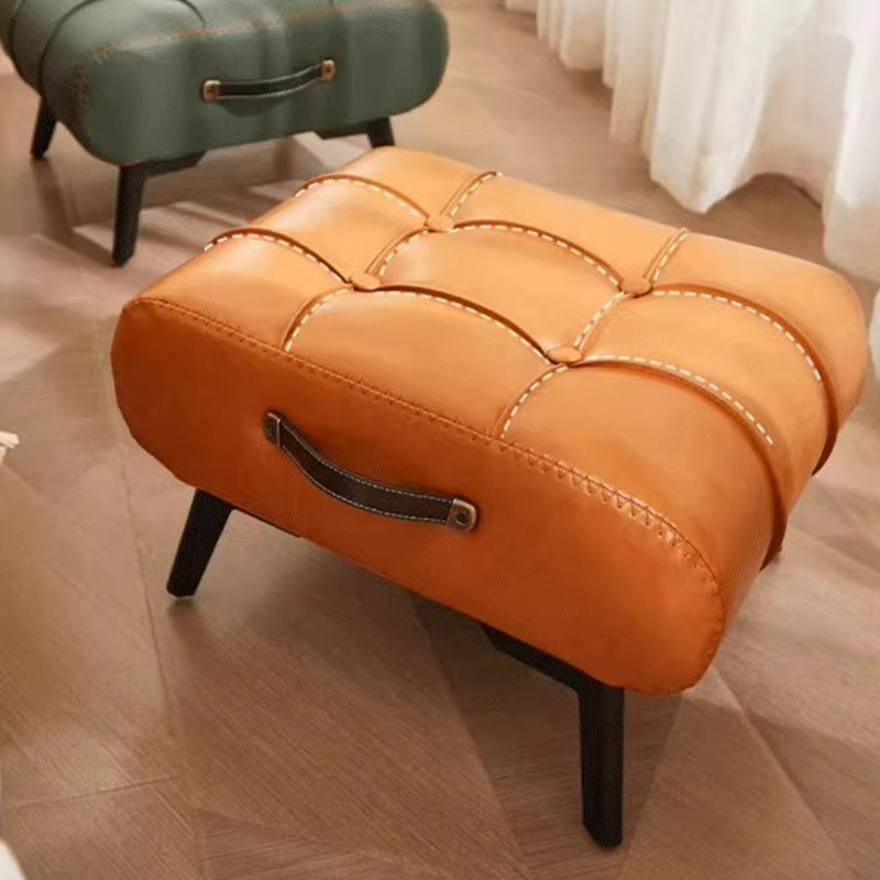 Minimalist Portable Metal Leather Low Stool