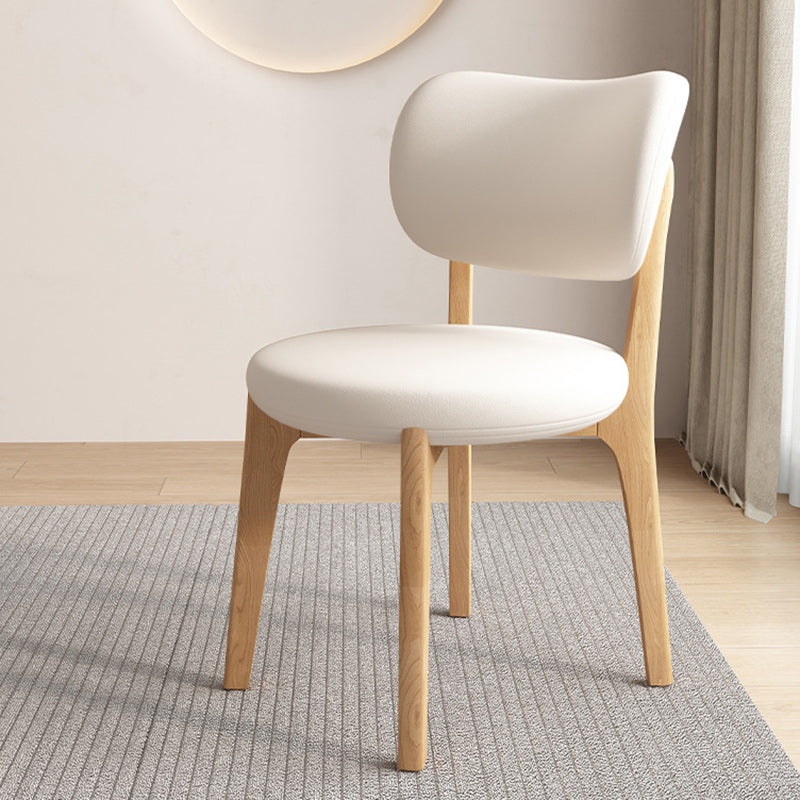 Scandinavian Round Oak Leather Dining Chair — Original Wood Color Base + Light Gray