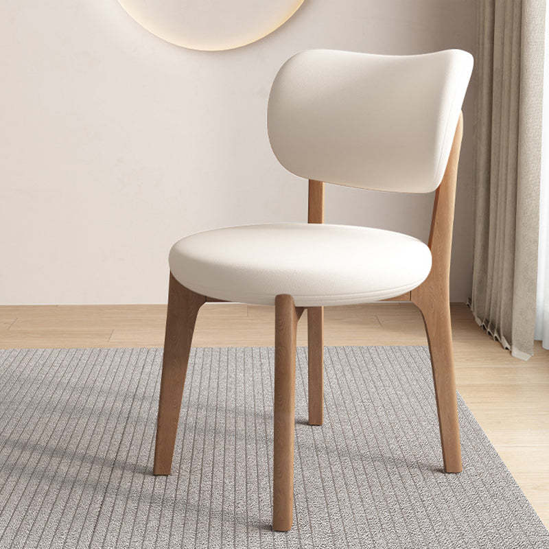 Scandinavian Round Oak Leather Dining Chair — Dark Walnut Color + Deep Gray