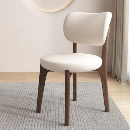 Scandinavian Round Oak Leather Dining Chair
