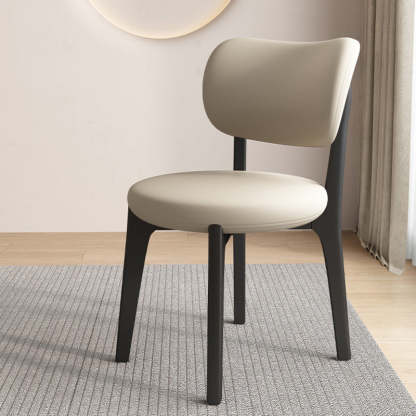 Scandinavian Round Oak Leather Dining Chair