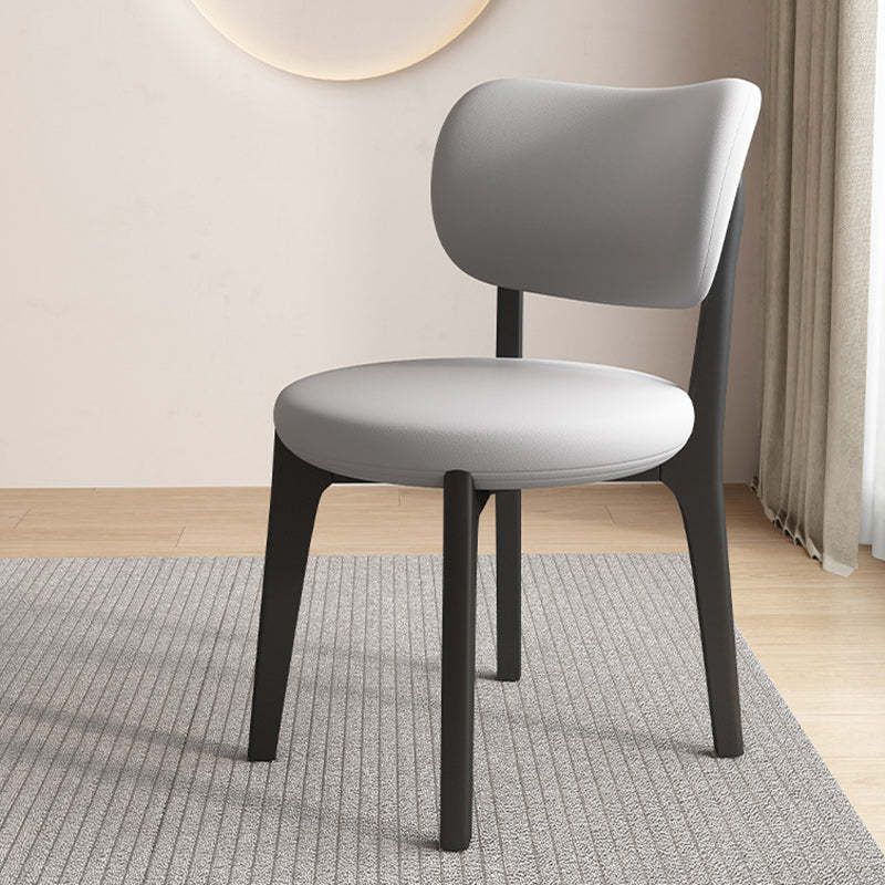 Scandinavian Round Oak Leather Dining Chair — Black + Deep Khaki