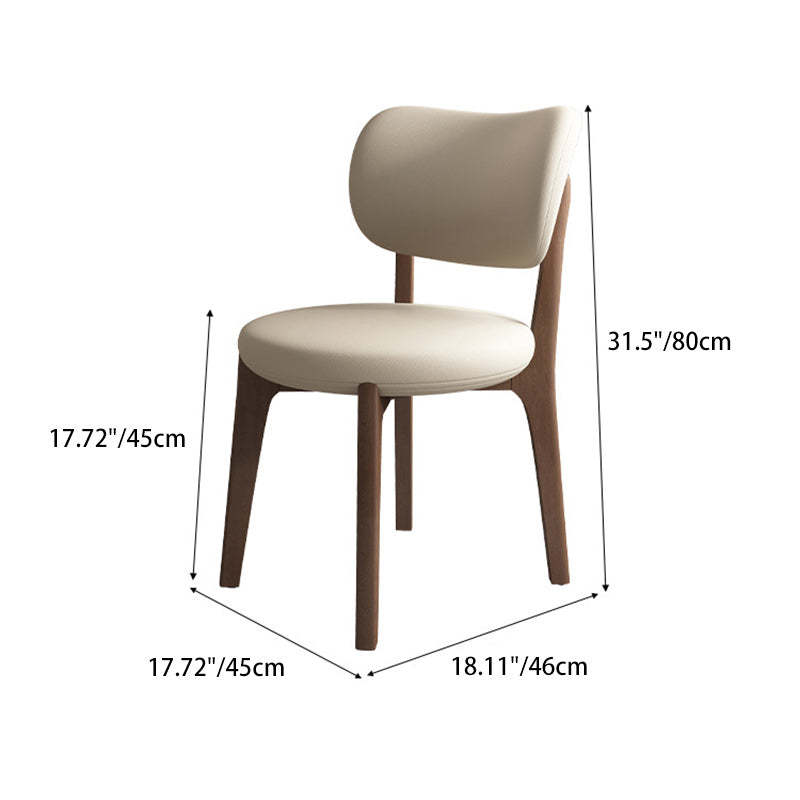 Scandinavian Round Oak Leather Dining Chair — Original Wood Color Base + Orange