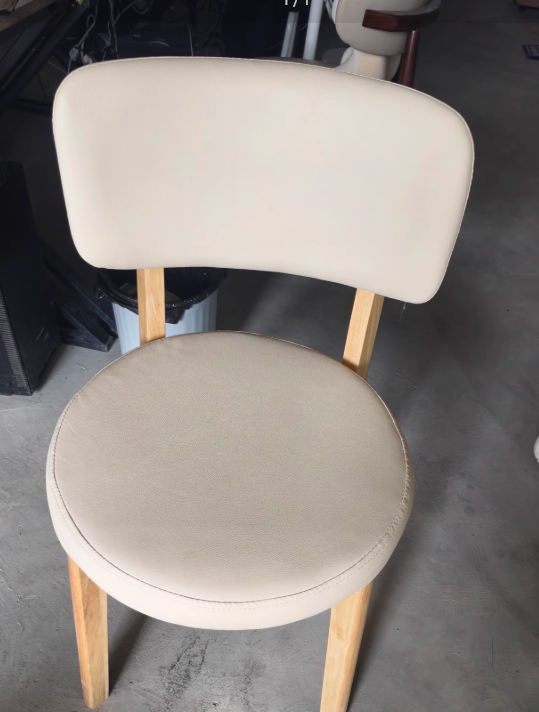 Scandinavian Round Oak Leather Dining Chair