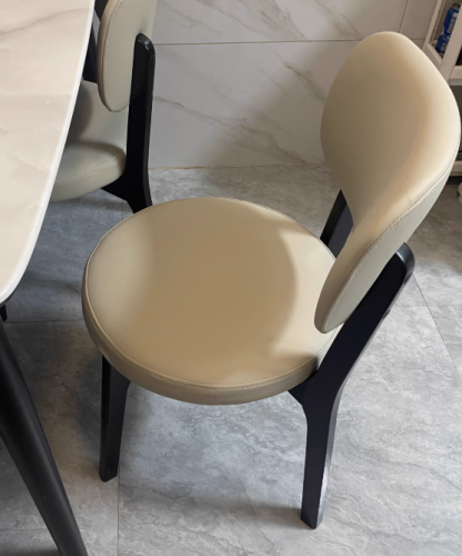 Scandinavian Round Oak Leather Dining Chair