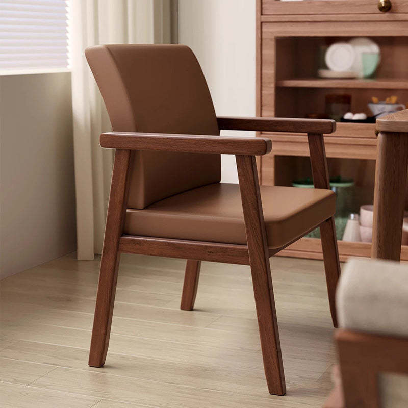 Minimalist Wood Dining Chair — Foam Sponge / Walnut Color Frame + Green Seat