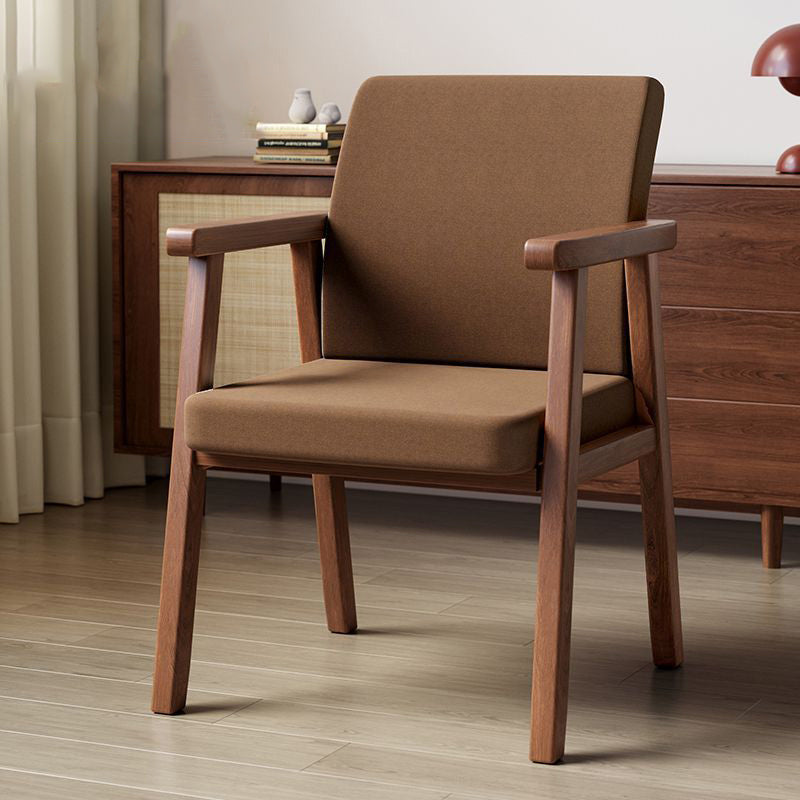 Minimalist Wood Dining Chair — Foam Sponge / Walnut Color Frame + Brown Seat