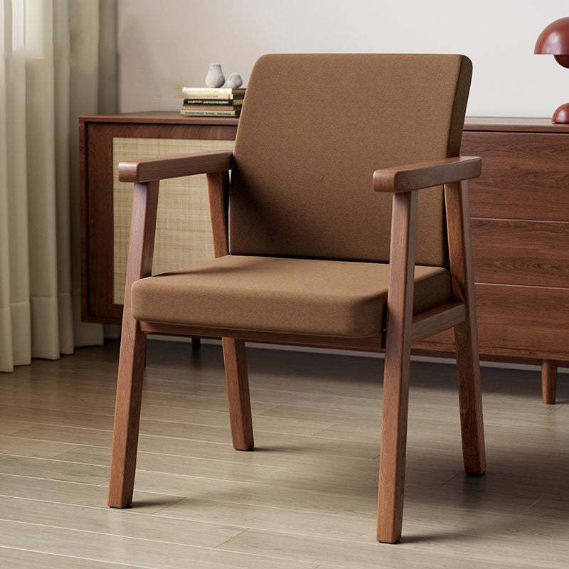 Minimalist Wood Dining Chair — Foam Sponge / Walnut Color Frame + Brown Seat