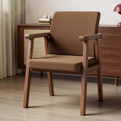 Minimalist Wood Dining Chair — Foam Sponge / Walnut Color Frame + Brown Seat
