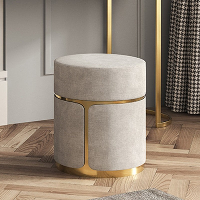 Minimalist Cylinder Metal Fabric Vanity Stool