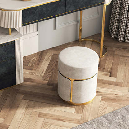 Minimalist Cylinder Metal Fabric Vanity Stool