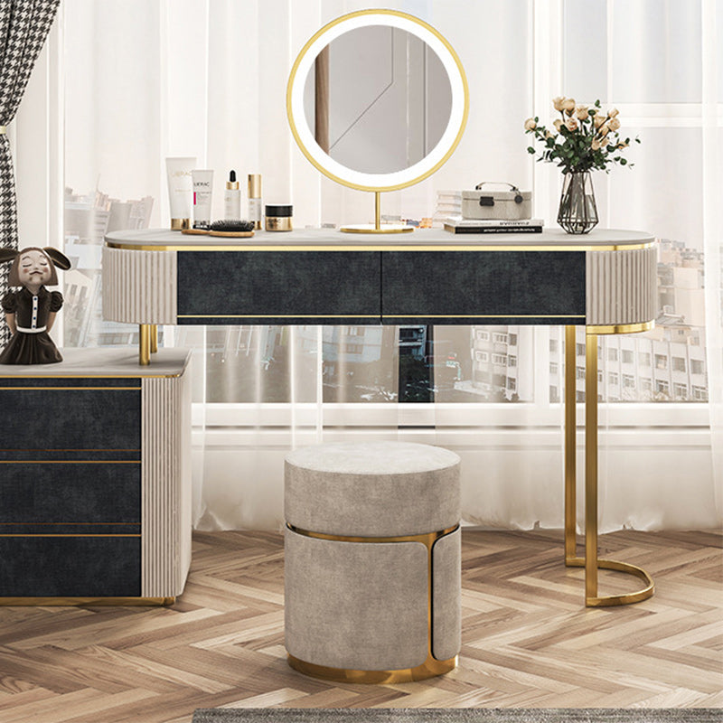 Minimalist Cylinder Metal Fabric Vanity Stool