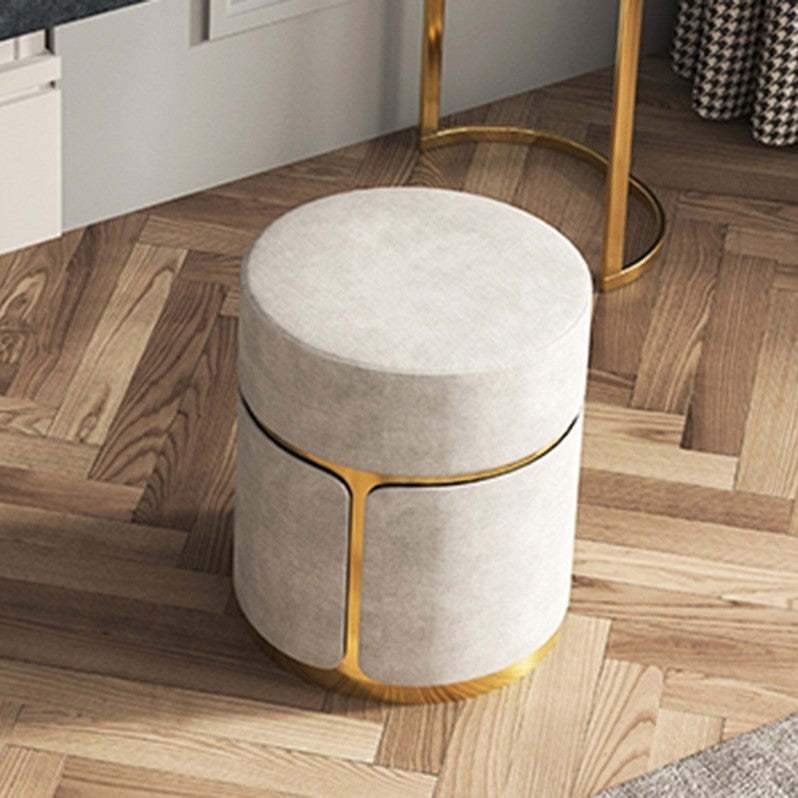 Minimalist Cylinder Metal Fabric Vanity Stool