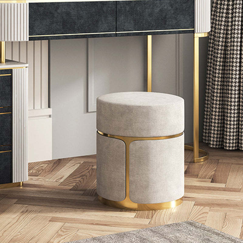 Minimalist Cylinder Metal Fabric Vanity Stool