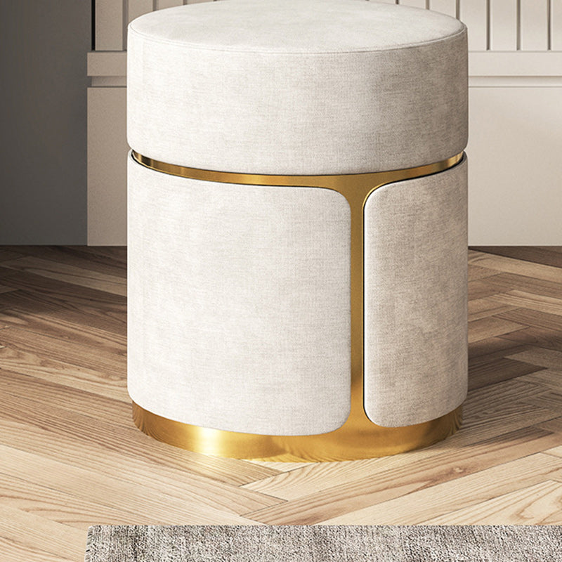 Minimalist Cylinder Metal Fabric Vanity Stool