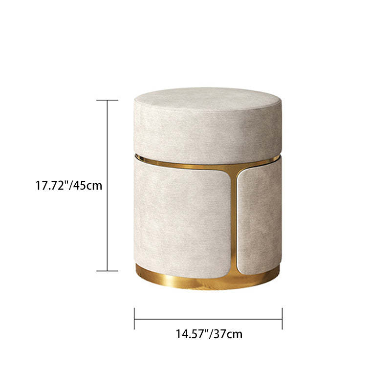 Minimalist Cylinder Metal Fabric Vanity Stool
