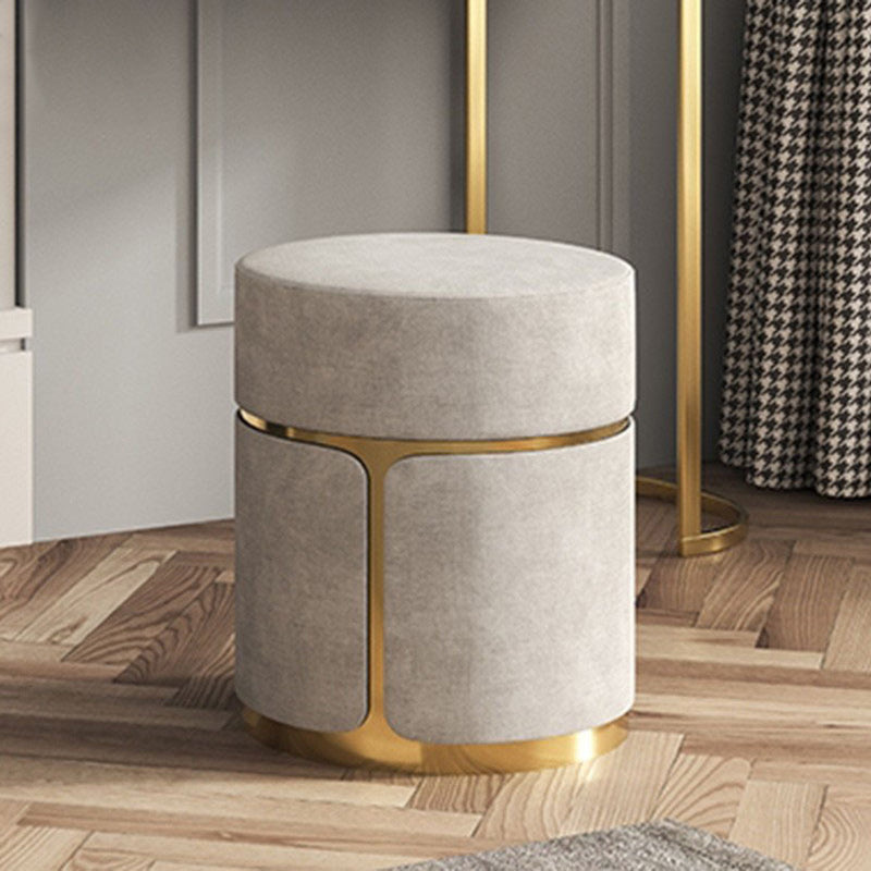 Minimalist Cylinder Metal Fabric Vanity Stool