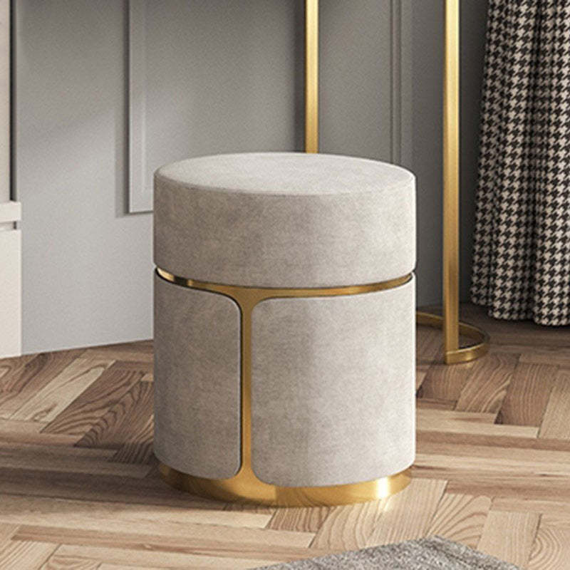 Minimalist Cylinder Metal Fabric Vanity Stool