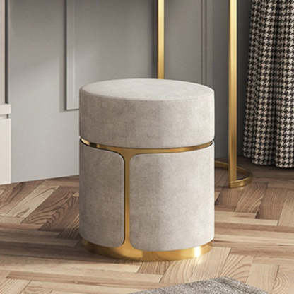 Minimalist Cylinder Metal Fabric Vanity Stool