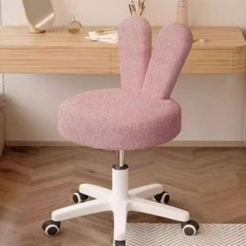 Nordic Movable Liftable Rabbit Ears Lambswool Vanity Stool — Gray