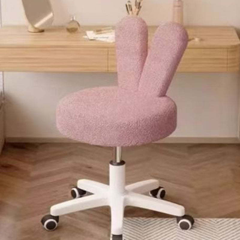 Nordic Movable Liftable Rabbit Ears Lambswool Vanity Stool — Gray