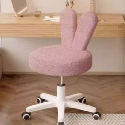 Nordic Movable Liftable Rabbit Ears Lambswool Vanity Stool — Gray