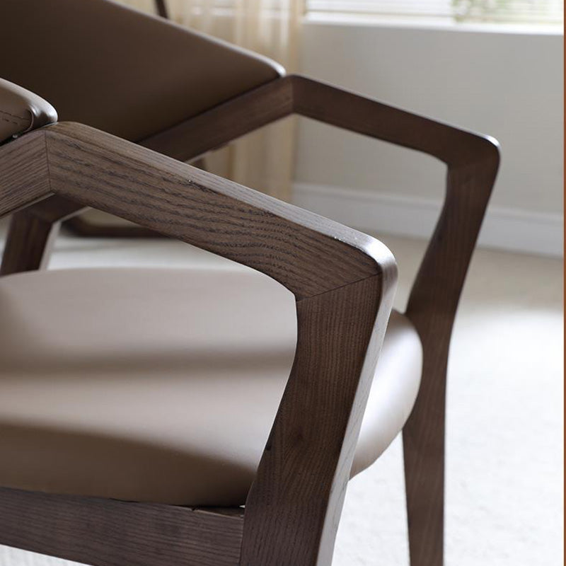 Scandinavian Microfiber Leather Wood Curved Dining Chair