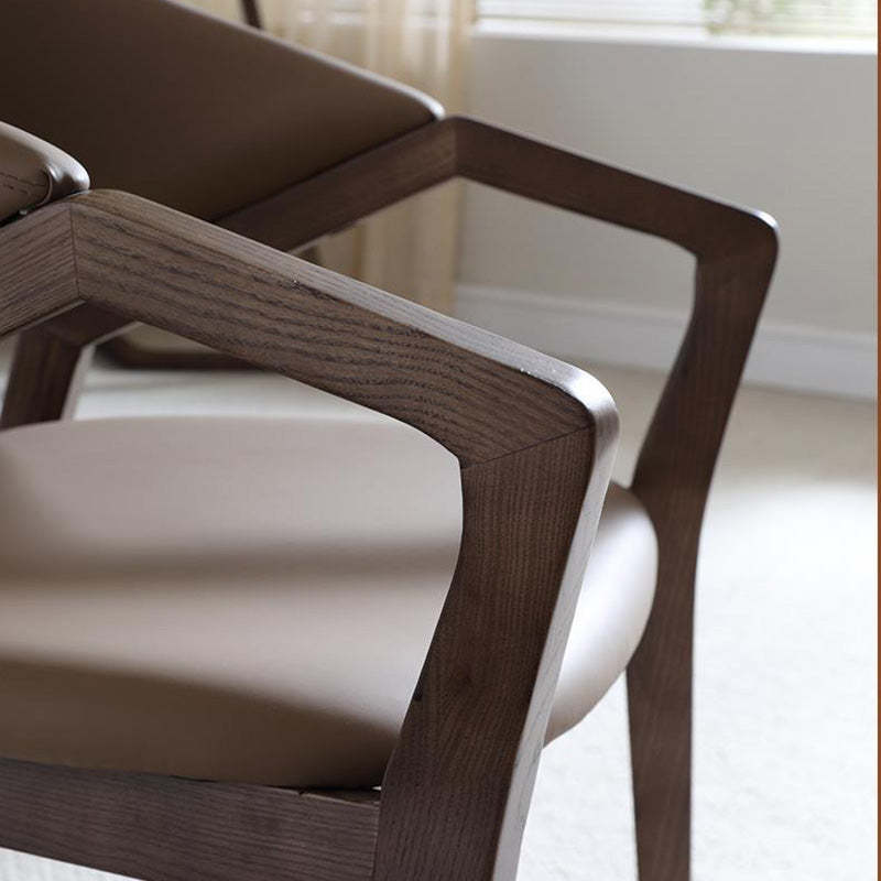 Scandinavian Microfiber Leather Wood Curved Dining Chair