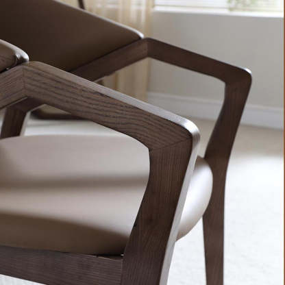 Scandinavian Microfiber Leather Wood Curved Dining Chair